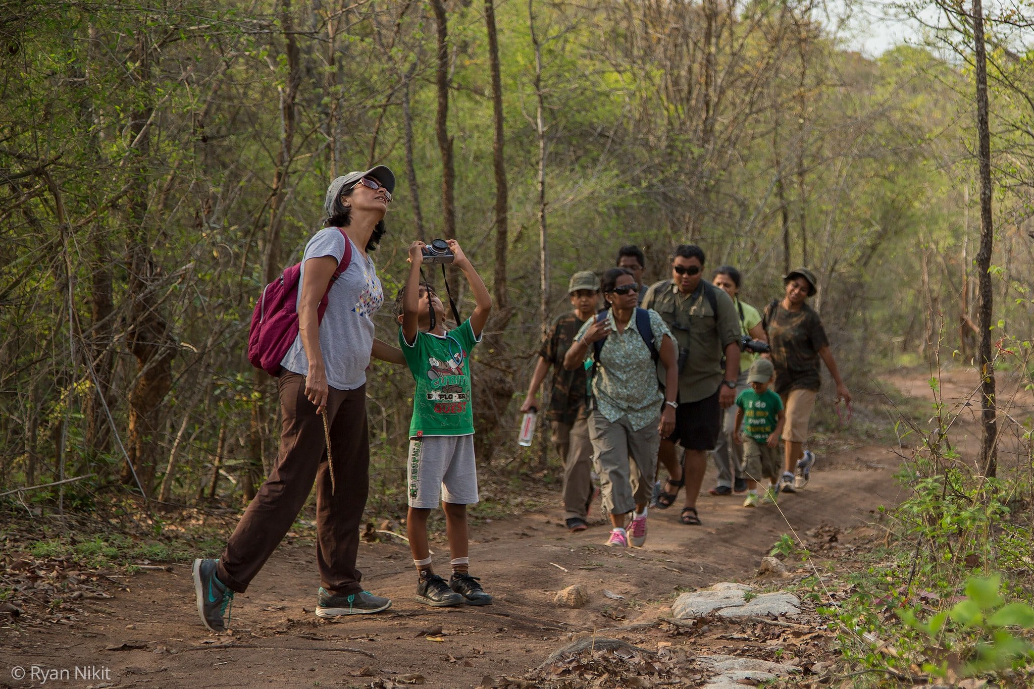 Bird watching on the trek on our Mother & Child Nature Camp to Bannerghatta near Bangalore