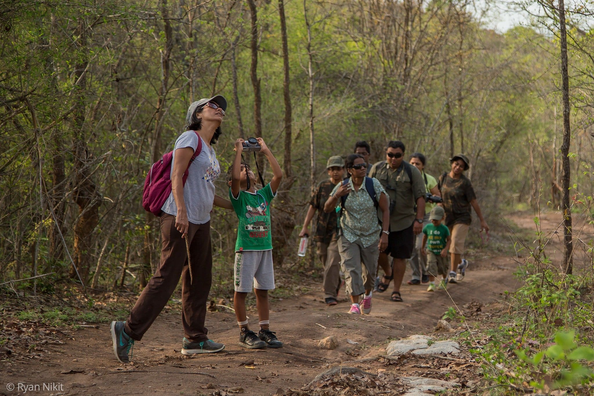 Bird watching on the trek on our Mother & Child Nature Camp to Bannerghatta near Bangalore